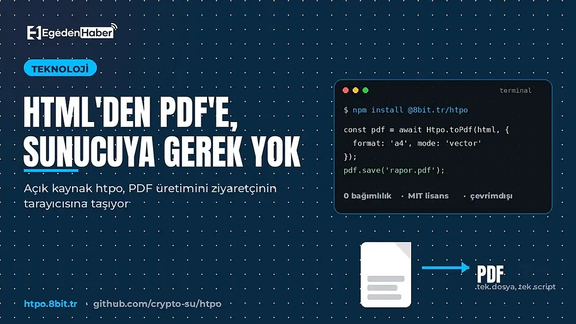 Tarayıcı içinde PDF üreten açık kaynak htpo yayımlandı