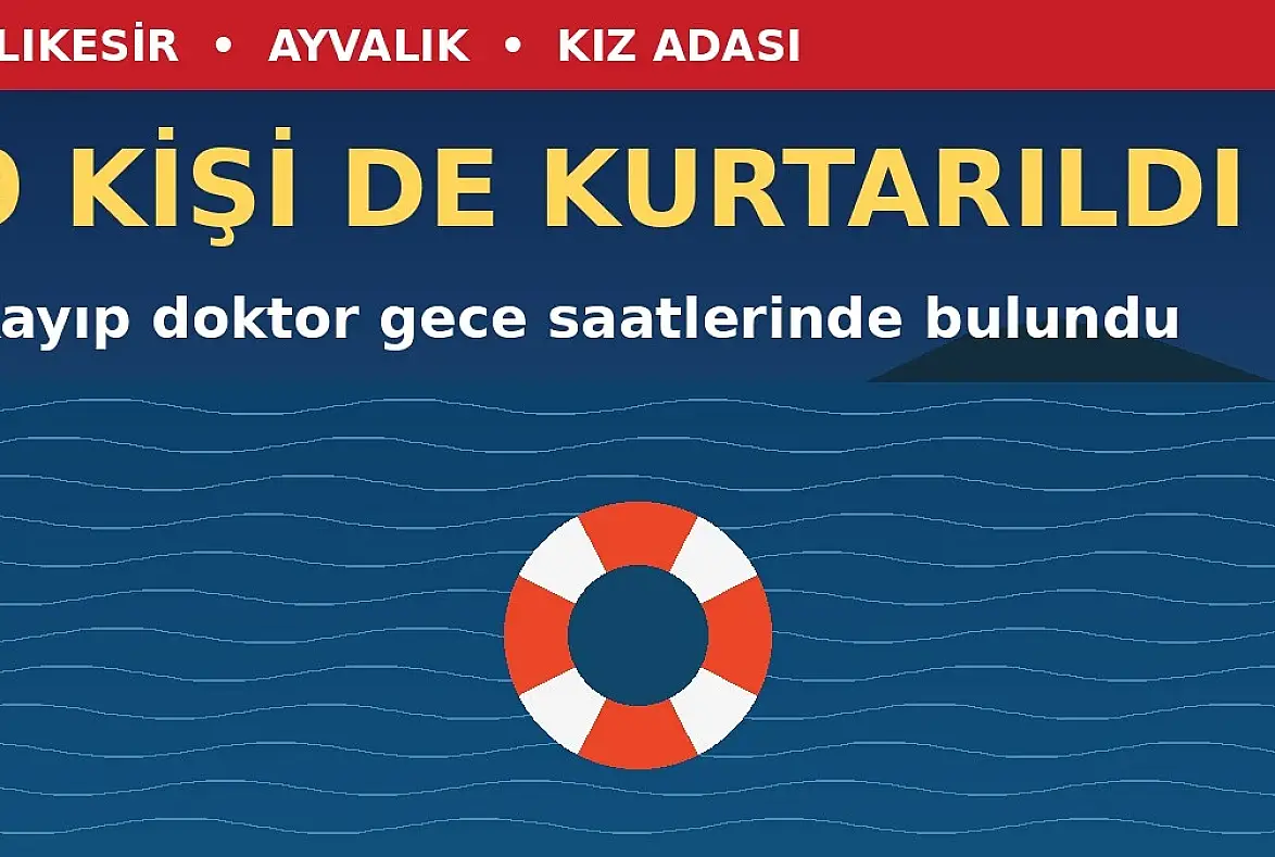 Ayvalık'ta batan teknedeki 9 kişi de kurtarıldı