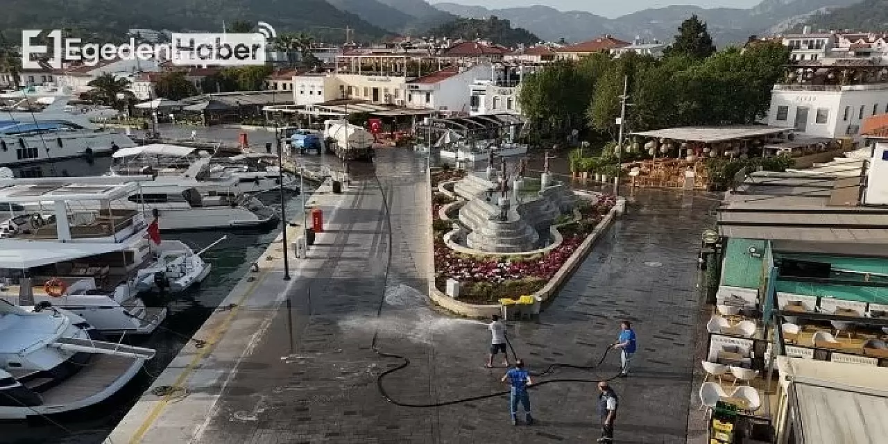 Marmaris Yat Limanı ve Barlar Sokağı pırıl pırıl temizleniyor