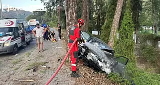 Fethiye'de Otomobil Ağaca Çarptı: 4 Yaralı, Trafikte Yoğunluk Oluştu