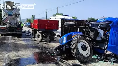 Afyonkarahisar’da trafik kazası! Beton mikseriyle traktör çarpıştı