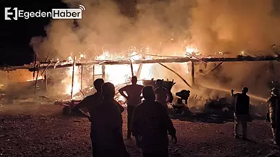 Kütahya'da Samanlıkta Çıkan Yangın Hızla Yayılarak Ahırı Tehdit Ediyor