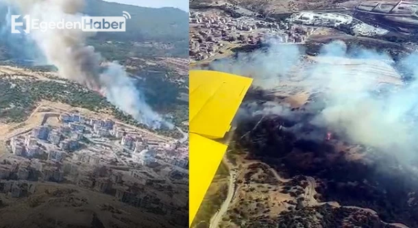 Manisa Yunusemre'de çıkan orman yangınına karadan ve havadan müdahale devam ediyor!