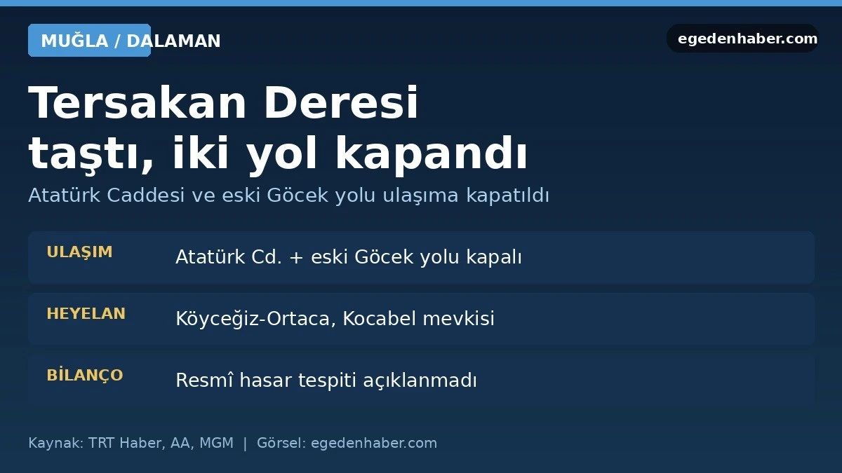 Muğla Dalaman'da Tersakan Deresi taştı, yollar kapandı