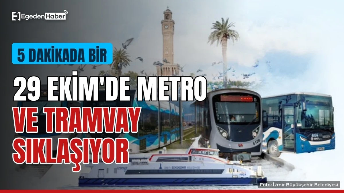 İzmir'de 29 Ekim'de metro 5 dakikada bir